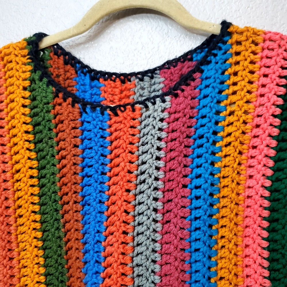 HANDMADE Crochet Womens Multicolor Top/Shirt ♡ Size S/M ♡ Pride ♡ Beach